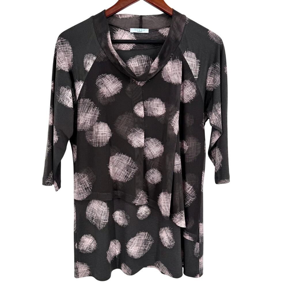 TERRA SJ Apparel Small Unique Artsy Wearable Art Blouse Shirt Top Abstract